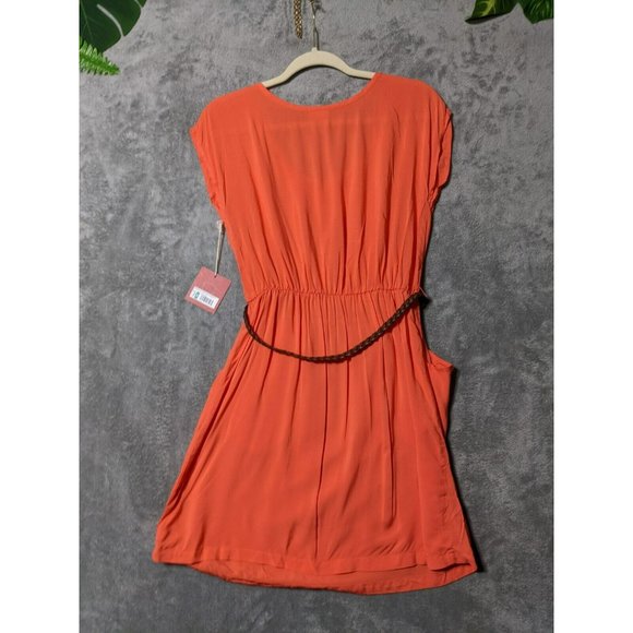 MOSSIMO SUPPLY 100% Rayon Women Peach Mini Dress Belted Casual MEDIUM(8-10) - Picture 4 of 10